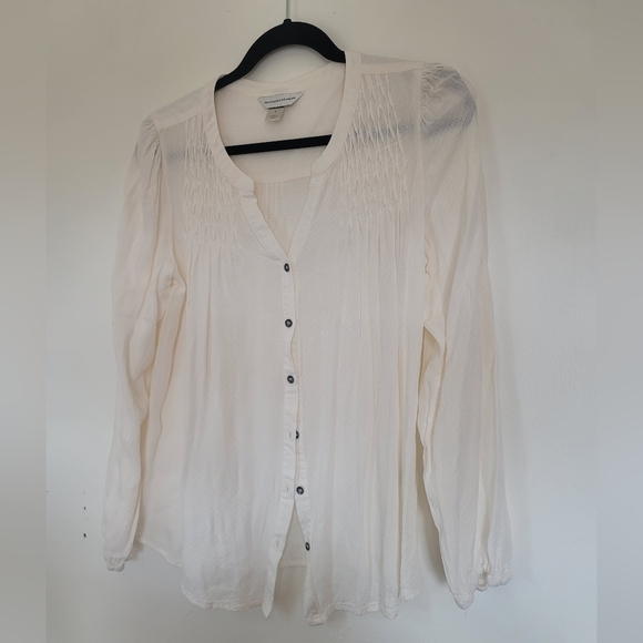 Christopher & Banks Tops - Christopher & Banks Cream Button Down Blouse Size S, 100% Rayon